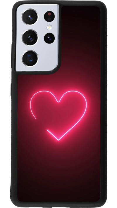 Samsung Galaxy S21 Ultra 5G Case Hülle - Silikon schwarz Valentine 2023 single neon heart