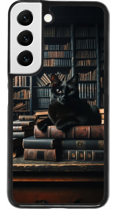 Samsung Galaxy S22 Case Hülle - Katze Bücher dunkel