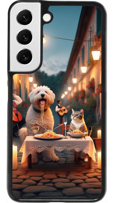 Samsung Galaxy S22 Case Hülle - Valentin 2024 Hund & Katze Kerzenlicht