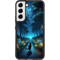 Samsung Galaxy S22 Case Hülle - Silikon schwarz Schwarze Katze Spaziergang