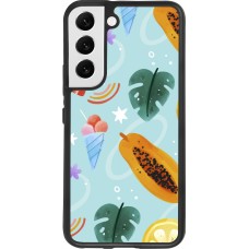 Samsung Galaxy S22 Case Hülle - Silikon schwarz Summer 2025 Pattern papaya