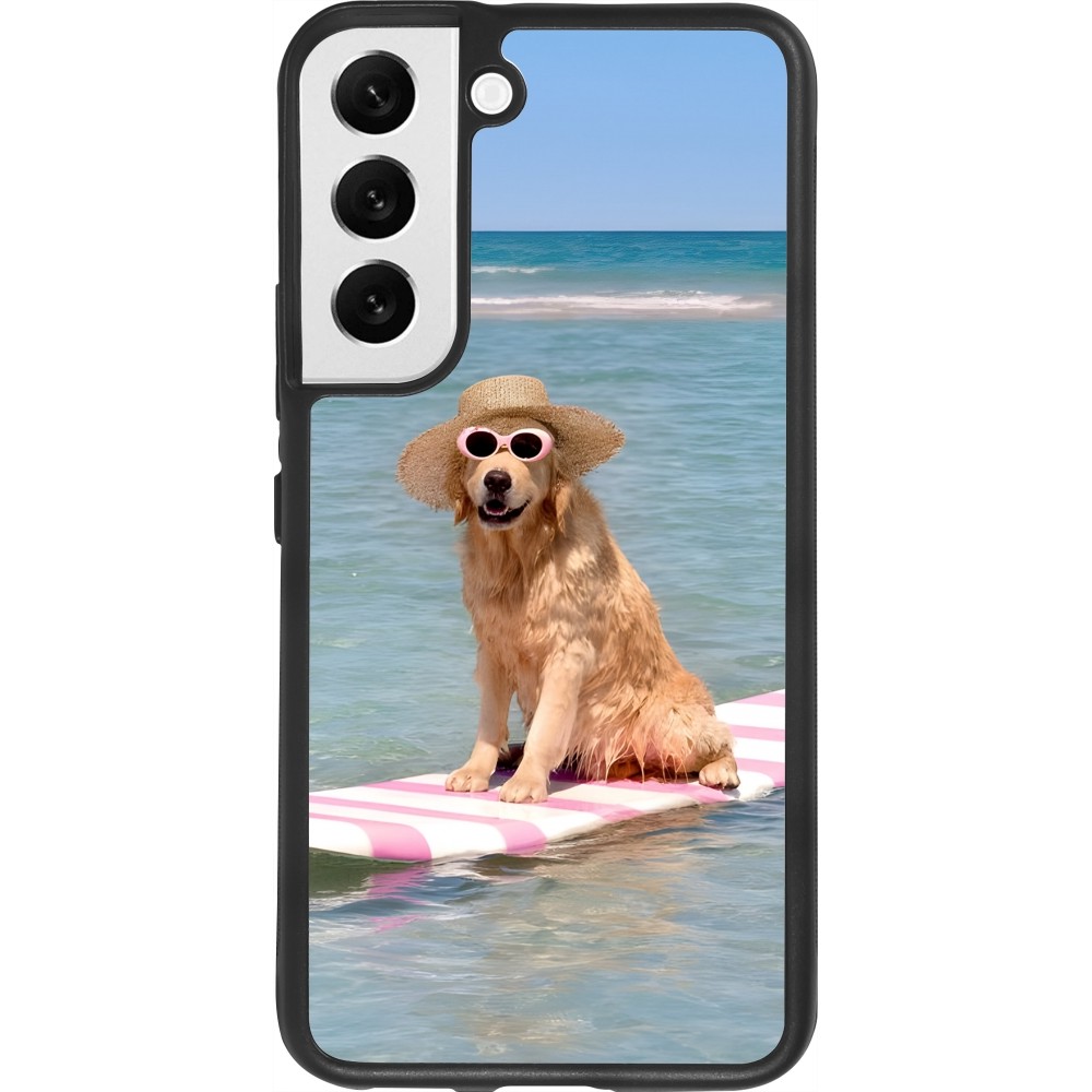 Samsung Galaxy S22 Case Hülle - Silikon schwarz Summer Dog on Paddle