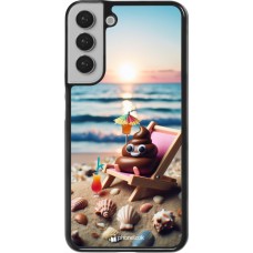 Samsung Galaxy S22+ Case Hülle - Kackhaufen Emoji auf Liegestuhl