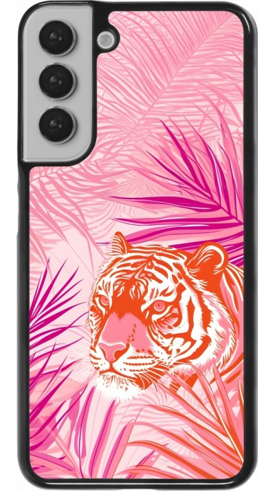 Coque Samsung Galaxy S22+ - Tigre palmiers roses