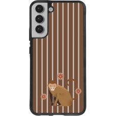 Coque Samsung Galaxy S22+ - Silicone rigide noir Monkey with stripes