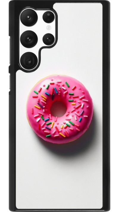 Samsung Galaxy S22 Ultra Case Hülle - Weisser Hintergrund, pinker Donut