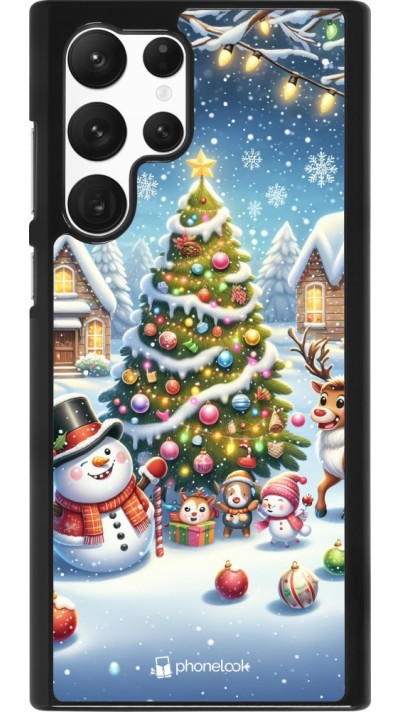 Samsung Galaxy S22 Ultra Case Hülle - Weihnachten 2023 Schneemann und Tannenbaum
