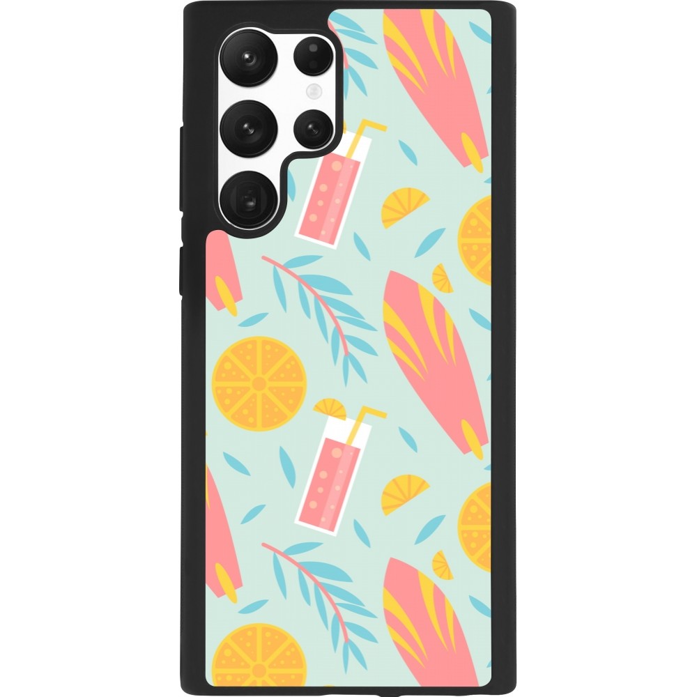 Samsung Galaxy S22 Ultra Case Hülle - Silikon schwarz Summer 2025 Pattern citron