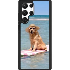 Samsung Galaxy S22 Ultra Case Hülle - Silikon schwarz Summer Dog on Paddle