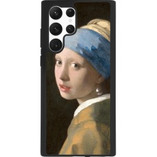 Coque Samsung Galaxy S22 Ultra - Silicone rigide noir Tableau art - La Jeune fille à la perle - Johannes Vermeer