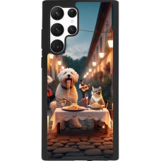 Coque Samsung Galaxy S22 Ultra - Silicone rigide noir Valentine 2024 Dog & Cat Candlelight