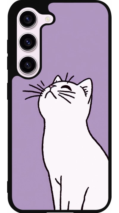 Samsung Galaxy S23 Case Hülle - Silikon schwarz Chat auf lila Hintergrund