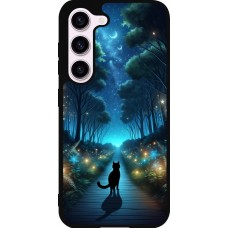 Samsung Galaxy S23 Case Hülle - Silikon schwarz Schwarze Katze Spaziergang