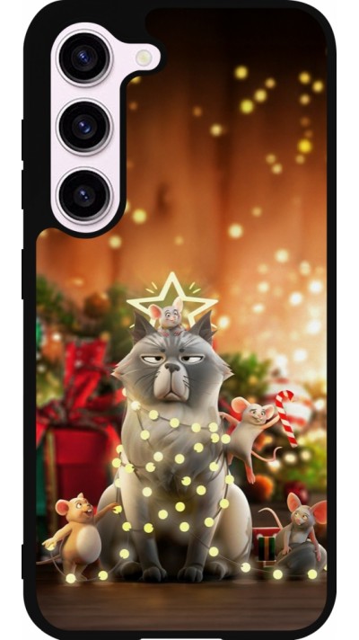 Samsung Galaxy S23 Case Hülle - Silikon schwarz Christmas 25 Xmas Cat