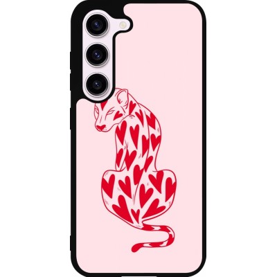 Samsung Galaxy S23 Case Hülle - Silikon schwarz Leopard with hearts 2026