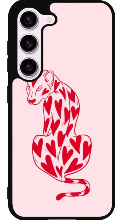 Samsung Galaxy S23 Case Hülle - Silikon schwarz Leopard with hearts 2026