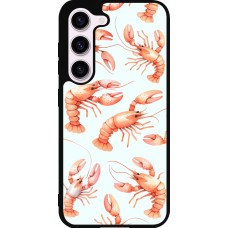 Samsung Galaxy S23 Case Hülle - Silikon schwarz Muster von pastellfarbenen Hummern