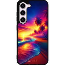 Samsung Galaxy S23 Case Hülle - Silikon schwarz Strand Sonnenuntergang auffällig