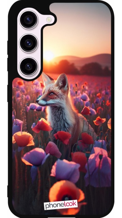 Coque Samsung Galaxy S23 - Silicone rigide noir Renard pourpre au crépuscule