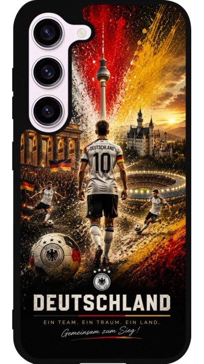 Coque Samsung Galaxy S23 - Silicone rigide noir Football Allemagne splash 2026