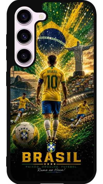 Coque Samsung Galaxy S23 - Silicone rigide noir Football Brésil splash 2026