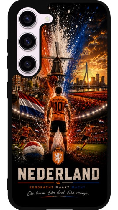 Coque Samsung Galaxy S23 - Silicone rigide noir Football Pays-Bas splash 2026