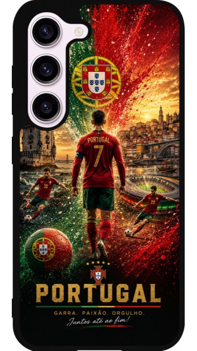 Coque Samsung Galaxy S23 - Silicone rigide noir Football Portugal splash 2026