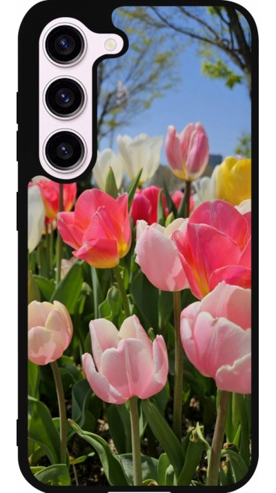 Coque Samsung Galaxy S23 - Silicone rigide noir Tulips Spring 2026