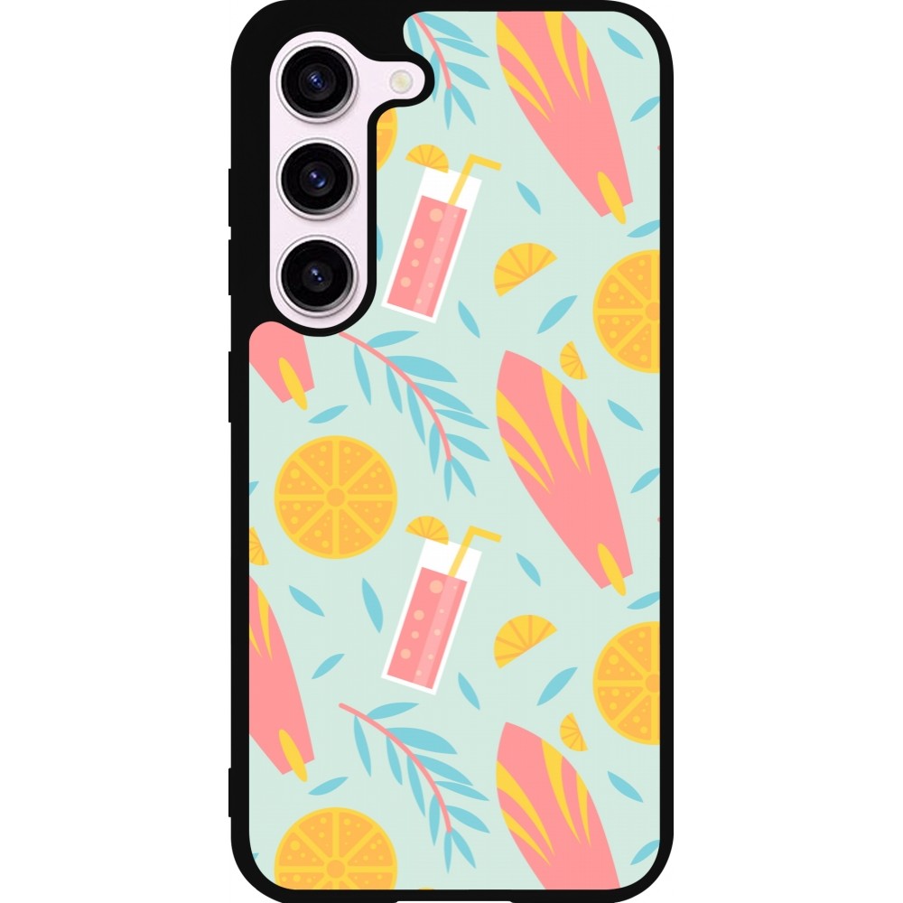 Samsung Galaxy S23 Case Hülle - Silikon schwarz Summer 2025 Pattern citron