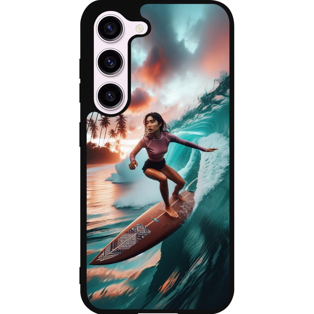 Samsung Galaxy S23 Case Hülle - Silikon schwarz Surferin aus Bali