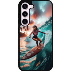 Samsung Galaxy S23 Case Hülle - Silikon schwarz Surferin aus Bali