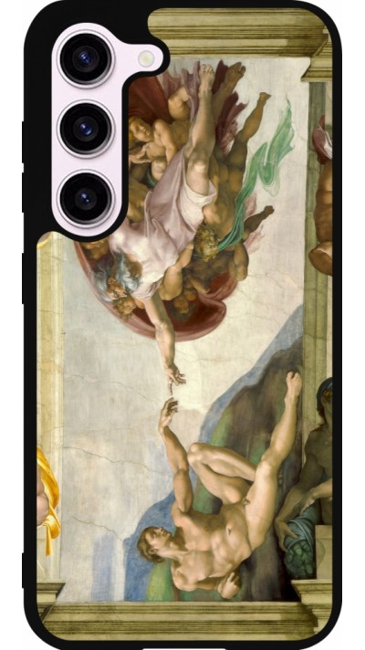Samsung Galaxy S23 Case Hülle - Silikon schwarz Kunstbild - Die Erschaffung Adams - Michelangelo