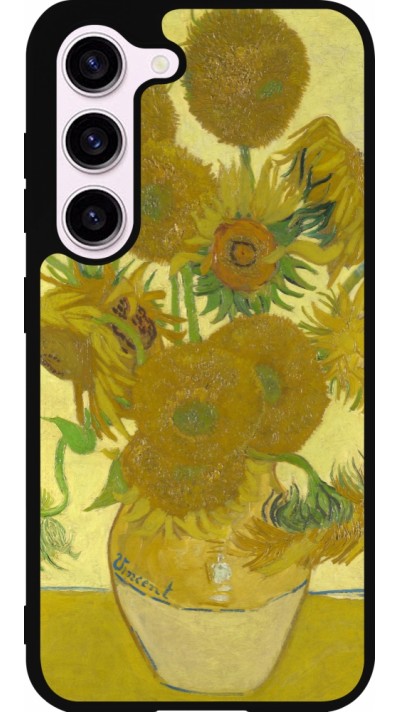 Samsung Galaxy S23 Case Hülle - Silikon schwarz Kunstbild - Sonnenblumen  - Van Gogh