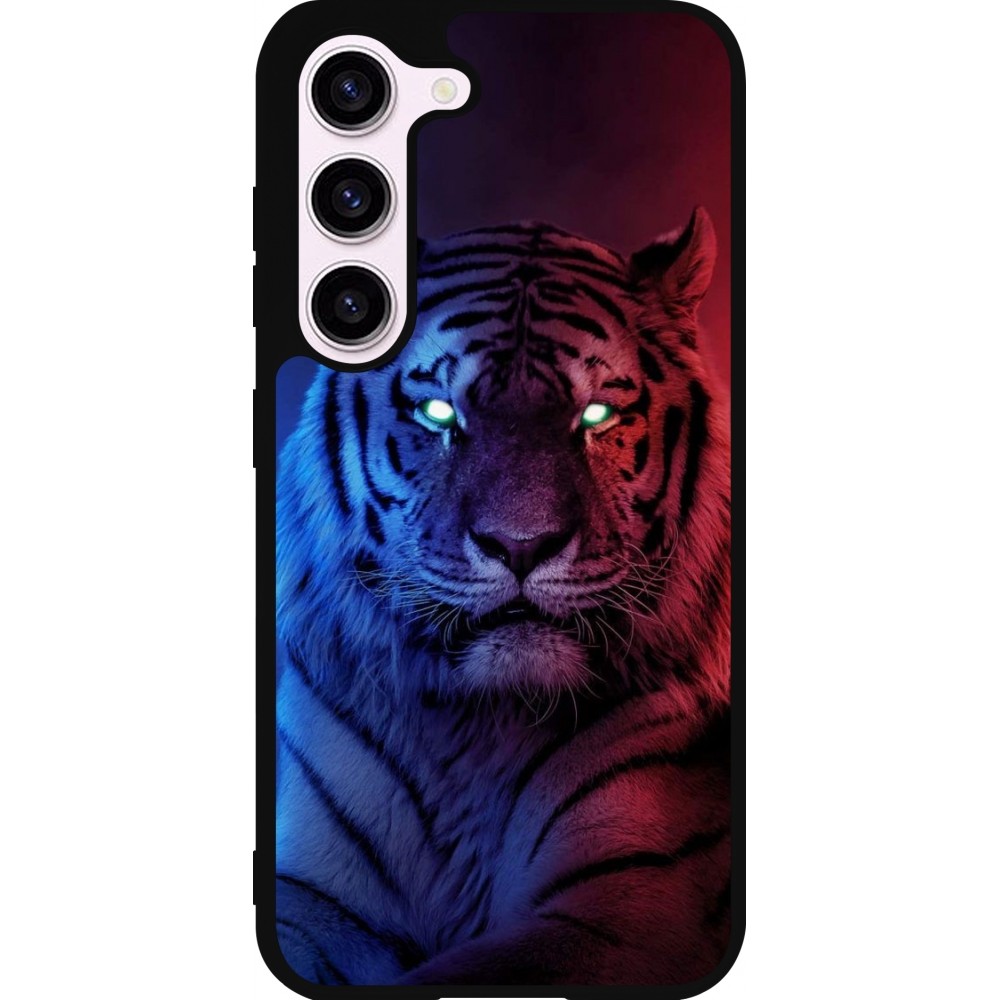 Samsung Galaxy S23 Case Hülle - Silikon schwarz Tiger Blue Red