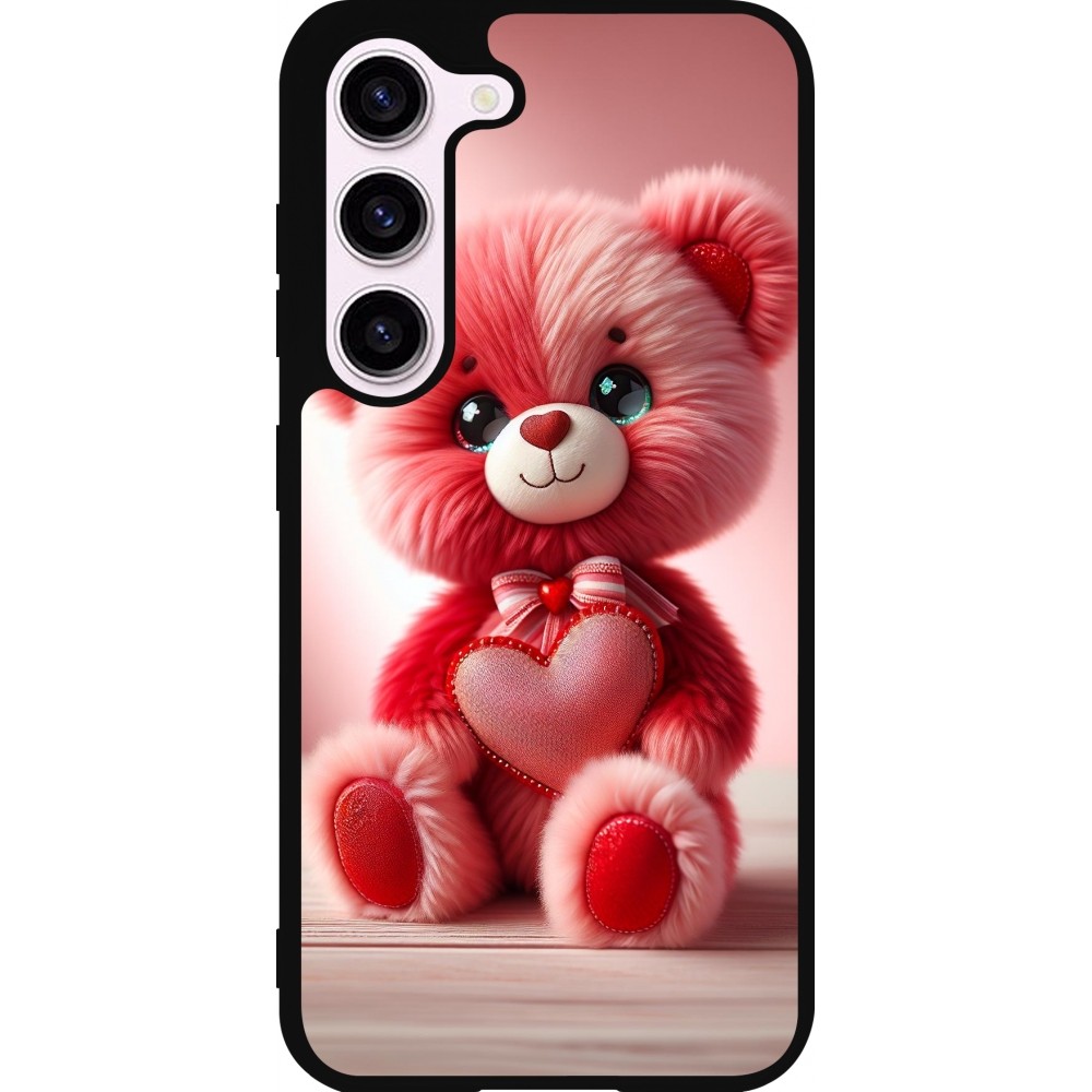 Samsung Galaxy S23 Case Hülle - Silikon schwarz Valentin 2024 Rosaroter Teddybär