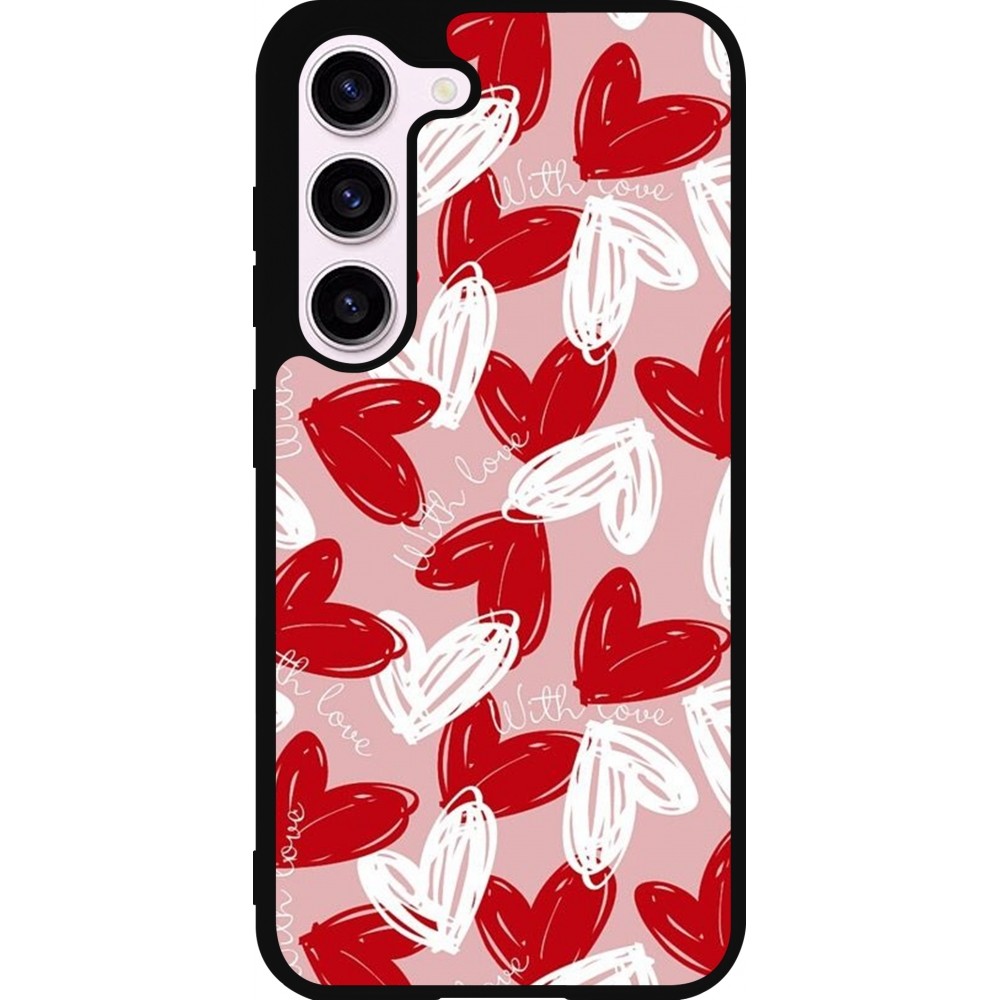 Samsung Galaxy S23 Case Hülle - Silikon schwarz Valentine 2024 with love heart