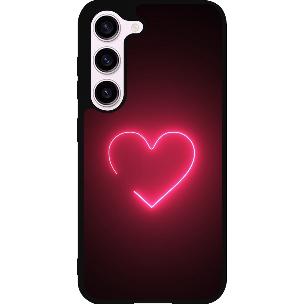 Samsung Galaxy S23 Case Hülle - Silikon schwarz Valentine 2023 single neon heart