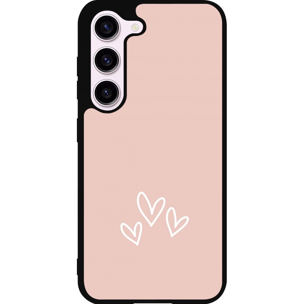 Samsung Galaxy S23 Case Hülle - Silikon schwarz Valentine 2023 three minimalist hearts