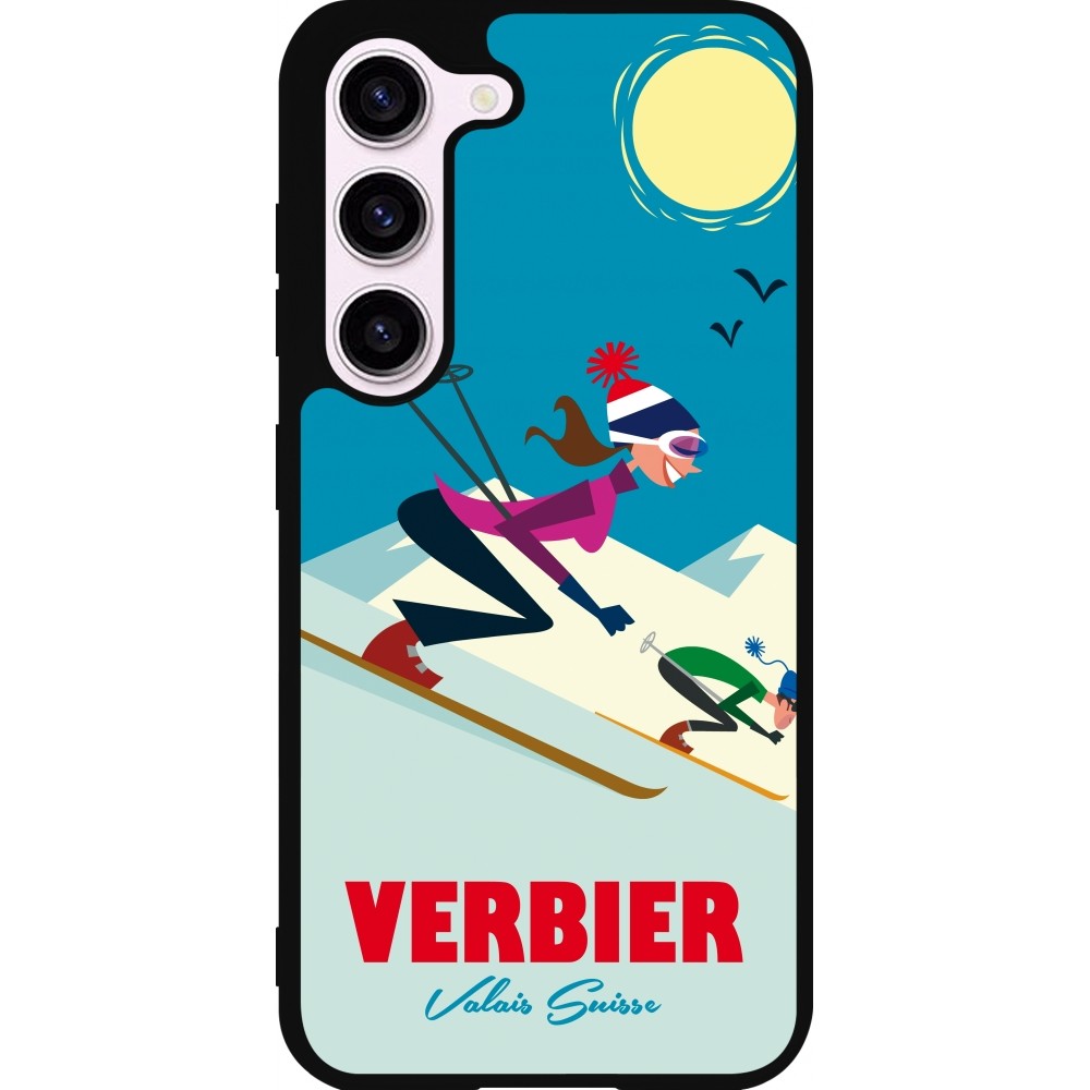 Samsung Galaxy S23 Case Hülle - Silikon schwarz Verbier Ski Downhill
