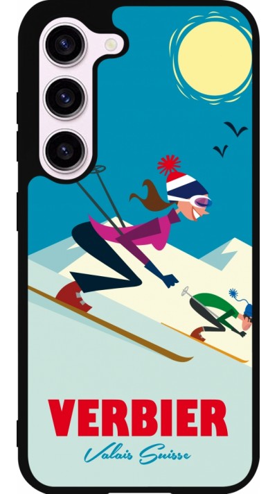 Samsung Galaxy S23 Case Hülle - Silikon schwarz Verbier Ski Downhill