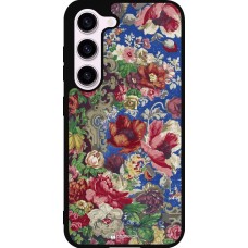 Samsung Galaxy S23 Case Hülle - Silikon schwarz Vintage Art Flowers
