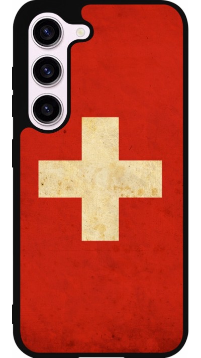 Samsung Galaxy S23 Case Hülle - Silikon schwarz Vintage Flag SWISS