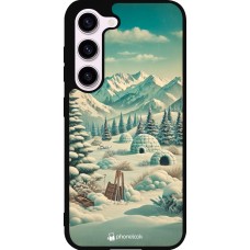 Samsung Galaxy S23 Case Hülle - Silikon schwarz Vintage Schneebedeckter Berg Iglu