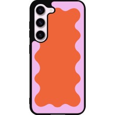 Samsung Galaxy S23 Case Hülle - Silikon schwarz Wavy Rectangle Orange Pink