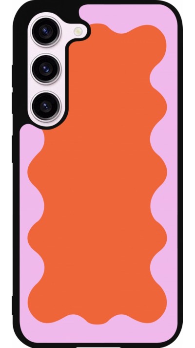 Samsung Galaxy S23 Case Hülle - Silikon schwarz Wavy Rectangle Orange Pink