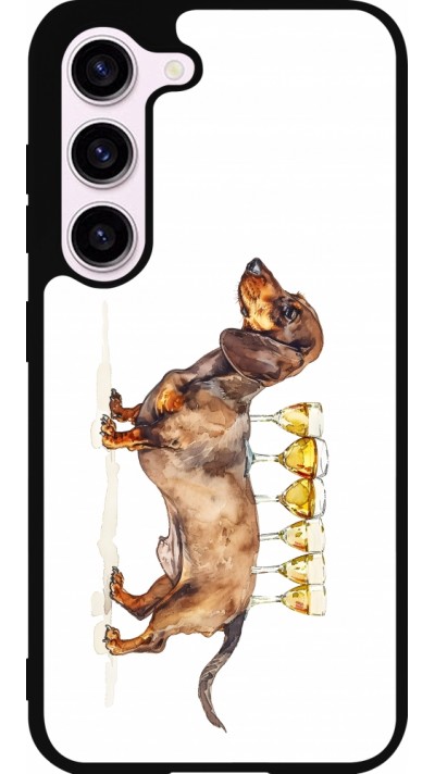 Samsung Galaxy S23 Case Hülle - Silikon schwarz Wine Teckel