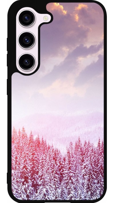 Samsung Galaxy S23 Case Hülle - Silikon schwarz Winter 22 Pink Forest