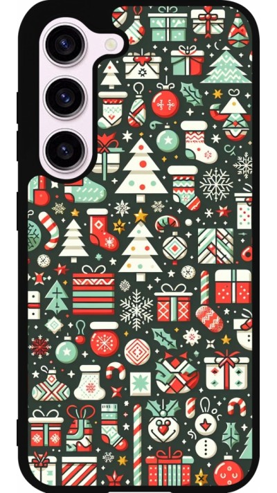Samsung Galaxy S23 Case Hülle - Silikon schwarz Weihnachten 2023 Flachmuster