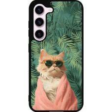 Samsung Galaxy S23 FE Case Hülle - Silikon schwarz Cat Summer Palms