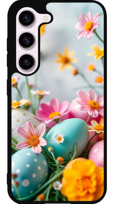 Samsung Galaxy S23 FE Case Hülle - Silikon schwarz Easter 2026 Eggs with flowers